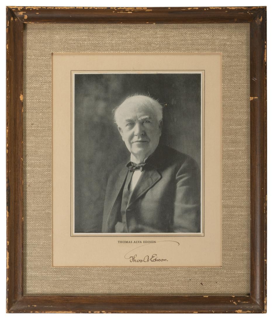 EDISON, Thomas (1847-1931). Photograph signed ("Thos. (1 of 2)