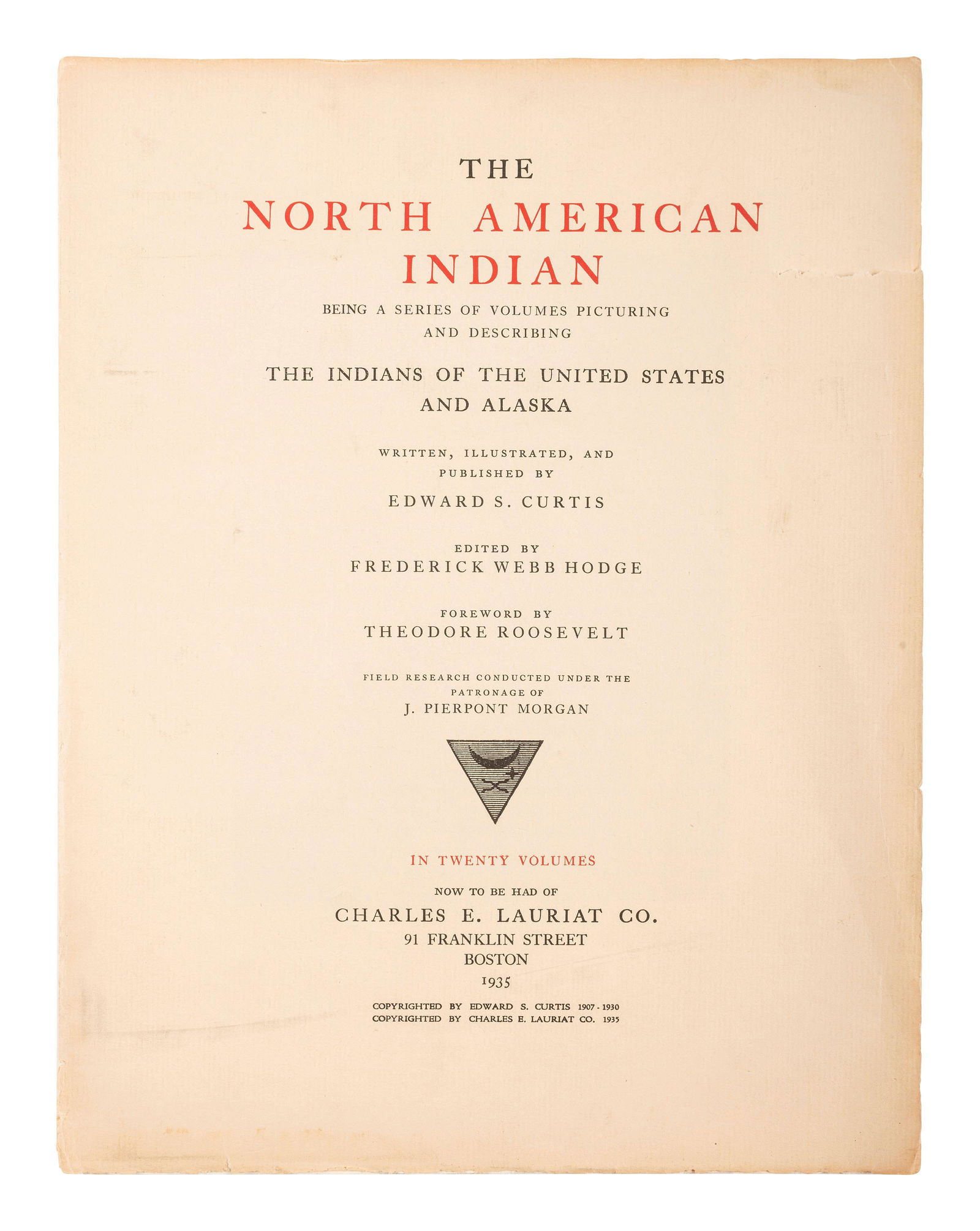 [NATIVE AMERICAN]. CURTIS, Edward (1868-1952).   (1 of 5)