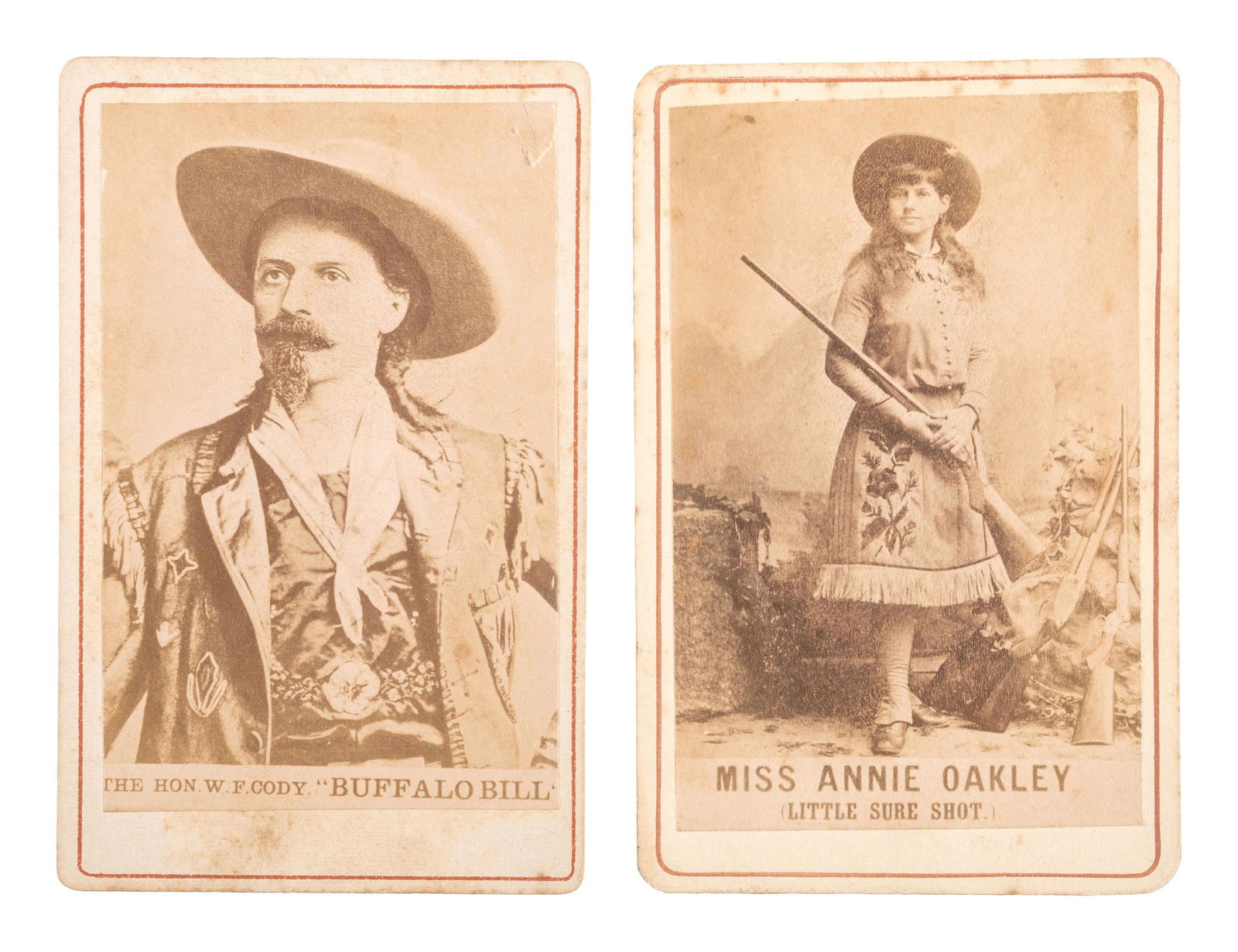 [WILD WEST SHOWS]. A group of 2 CDVs of Annie Oakley (1 of 2)
