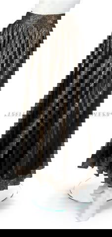 A Thea Porter Gold Paisley Full Length Skirt,: A Thea Porter Gold Paisley Full Length Skirt, with sheer chiffon panels. Labeled: Thea Porter London. Property of a Lady New York City, New York