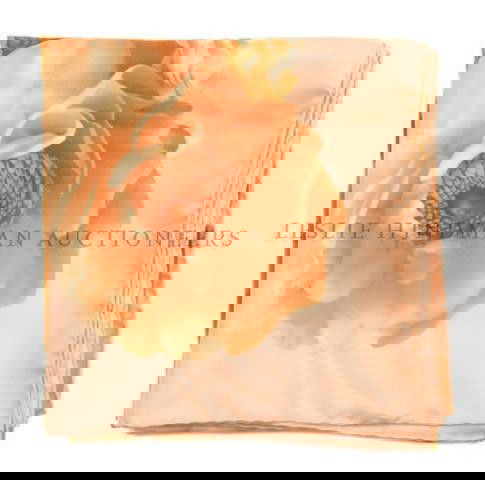 A Ferragamo Silk Scarf, 35 x 35 inches.: A Ferragamo Silk Scarf, in a floral motif. Labeled within print: Ferragamo. 35 x 35 inches.