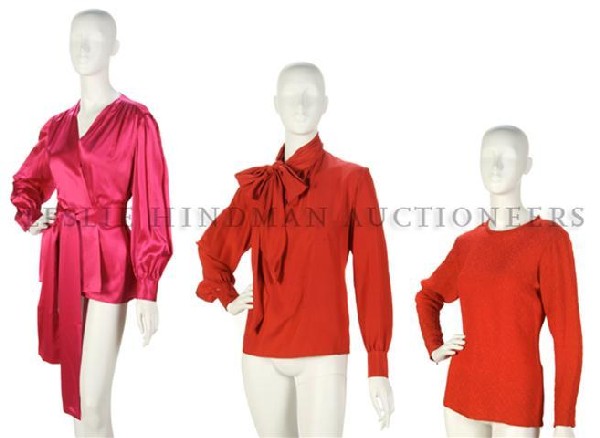 A Group of Three Yves Saint Laurent Blouses.: A Group of Three Yves Saint Laurent Blouses. All labeled: Saint Laurent. Property from the Estate of Eunice Johnson, Chicago, Illinois
