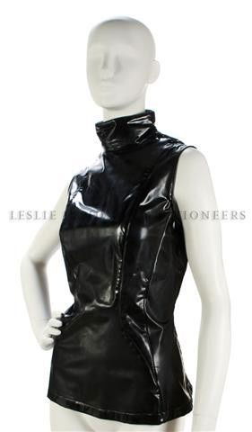 A Thierry Mugler Black Vinyl Top. Size 42.: A Thierry Mugler Black Vinyl Top. Labeled: Thierry Mugler. Size 42. Property from the Estate of Eunice Johnson, Chicago, Illinois