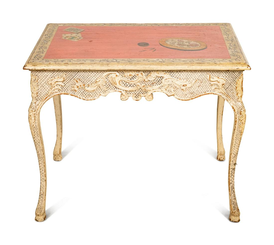 A Louis XV Style Painted Table with a Trompe l'Oeil Top (1 of 3)