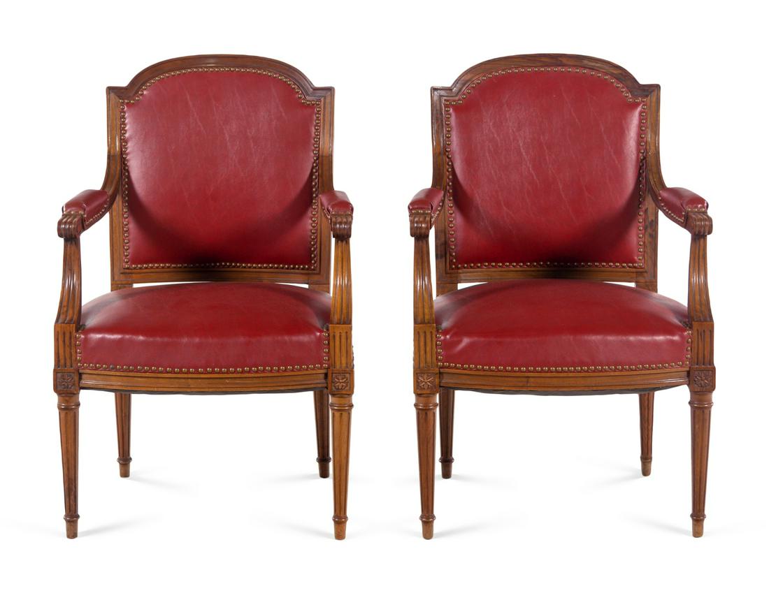 A Pair of Louis XVI Style Walnut Fauteuils (1 of 6)