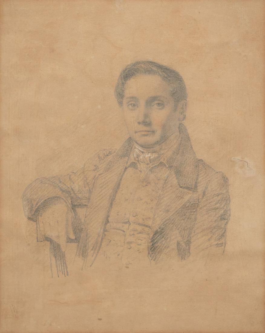 French School, 19th Century: French School, 19th Century Portrait of a Man graphite and white chalk on paper 5 1/4 x 5 inches (sight). Property from the Estate of Frank McIntosh, Greenport, New York Frank J. McIntosh, homeware an