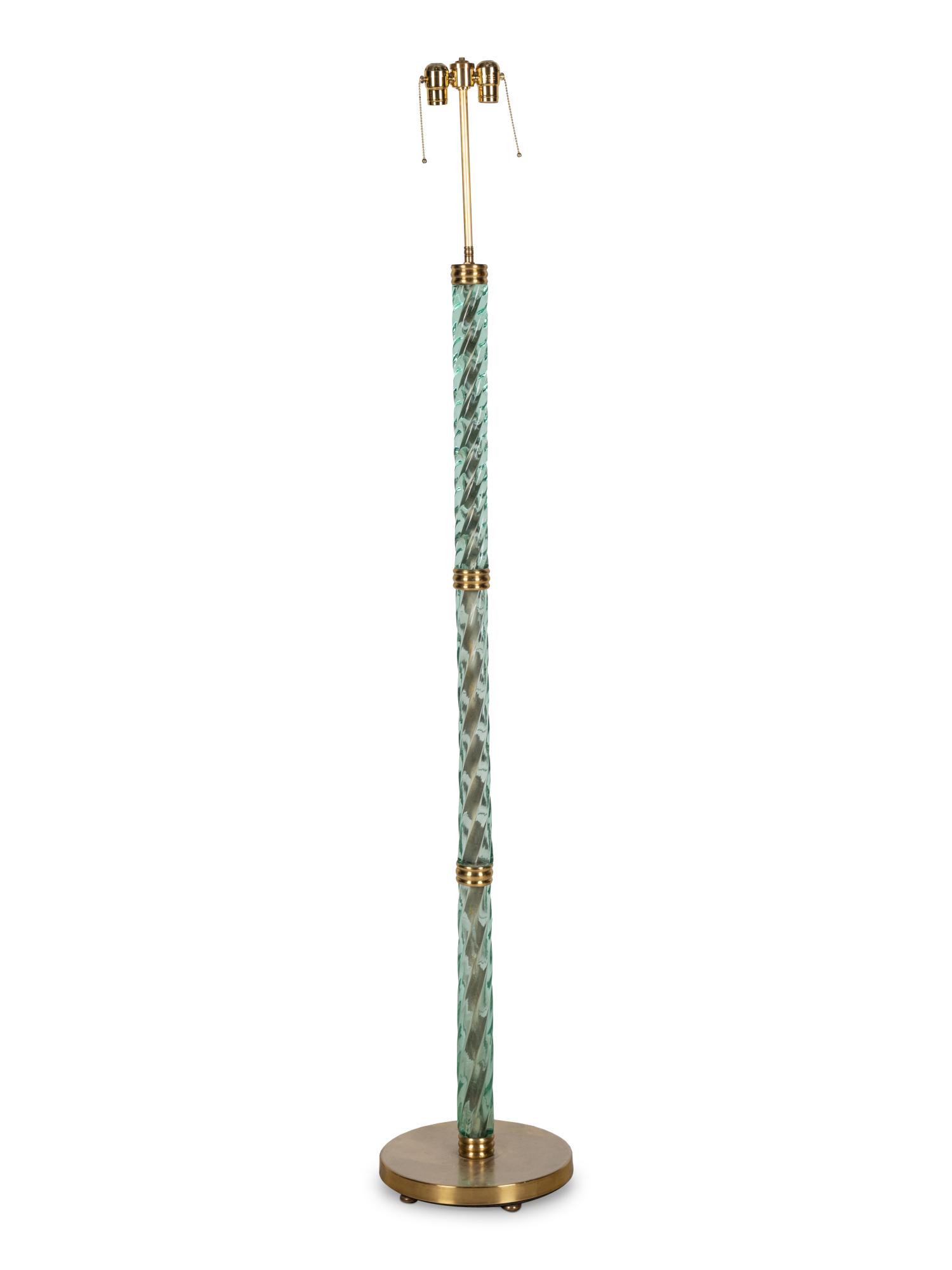 A Venetian Glass Rope-Twist Floor Lamp with Brass Base (1 of 3)