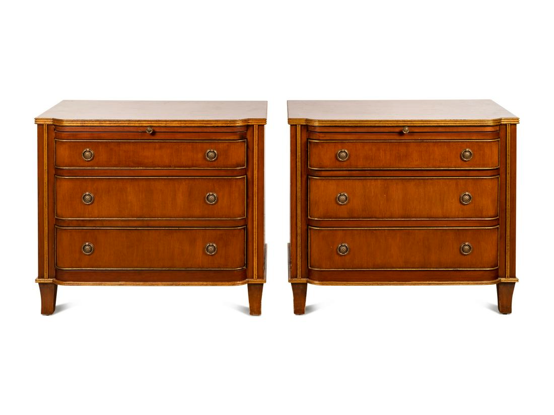 A Pair of Continental Parcel Gilt Walnut Bedside (1 of 2)