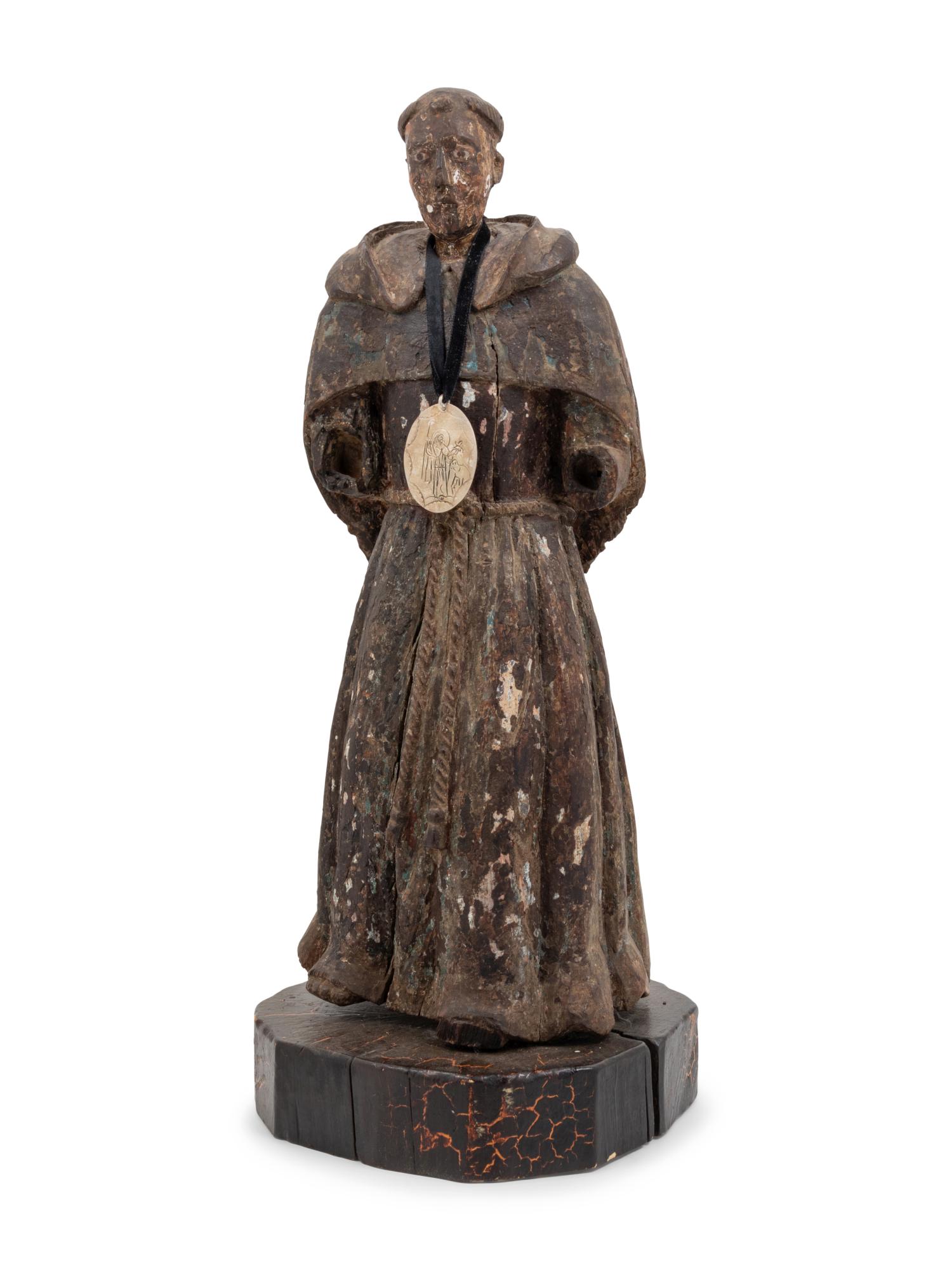 A Continental Carved and Painted Ecclesiastical Figure (1 of 2)