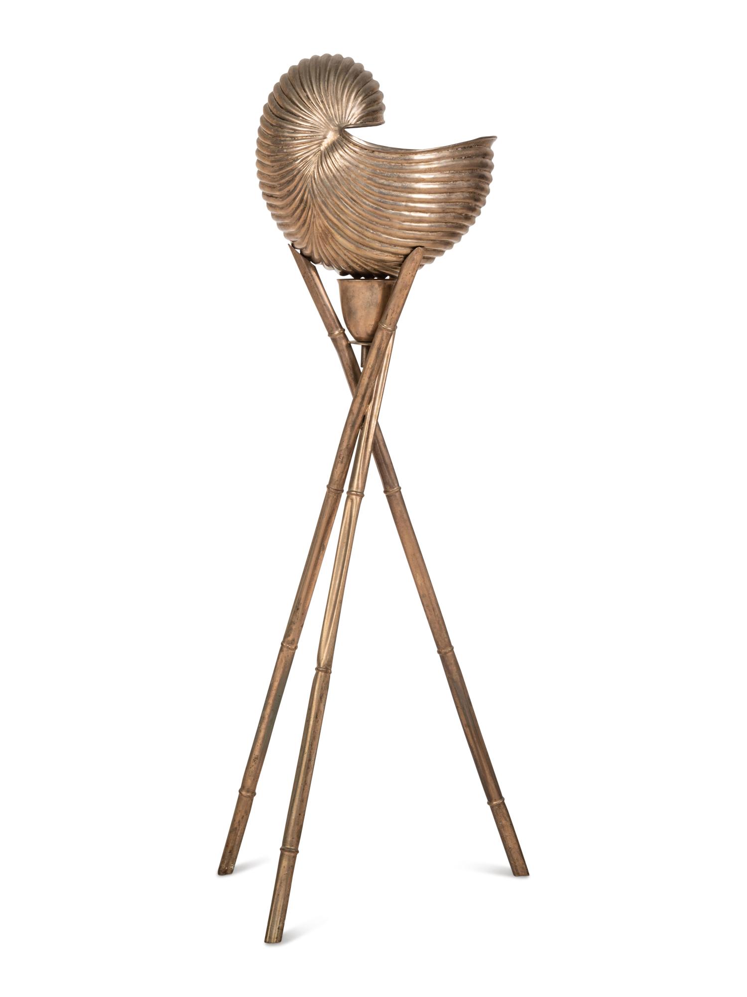 A Silvered Metal Shell Form Bowl on Stand (1 of 7)