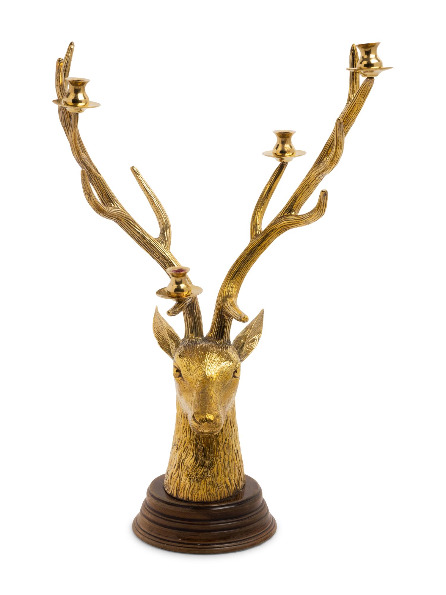 A Gilt Metal Stag-Form Four-Light Candelabrum (1 of 4)
