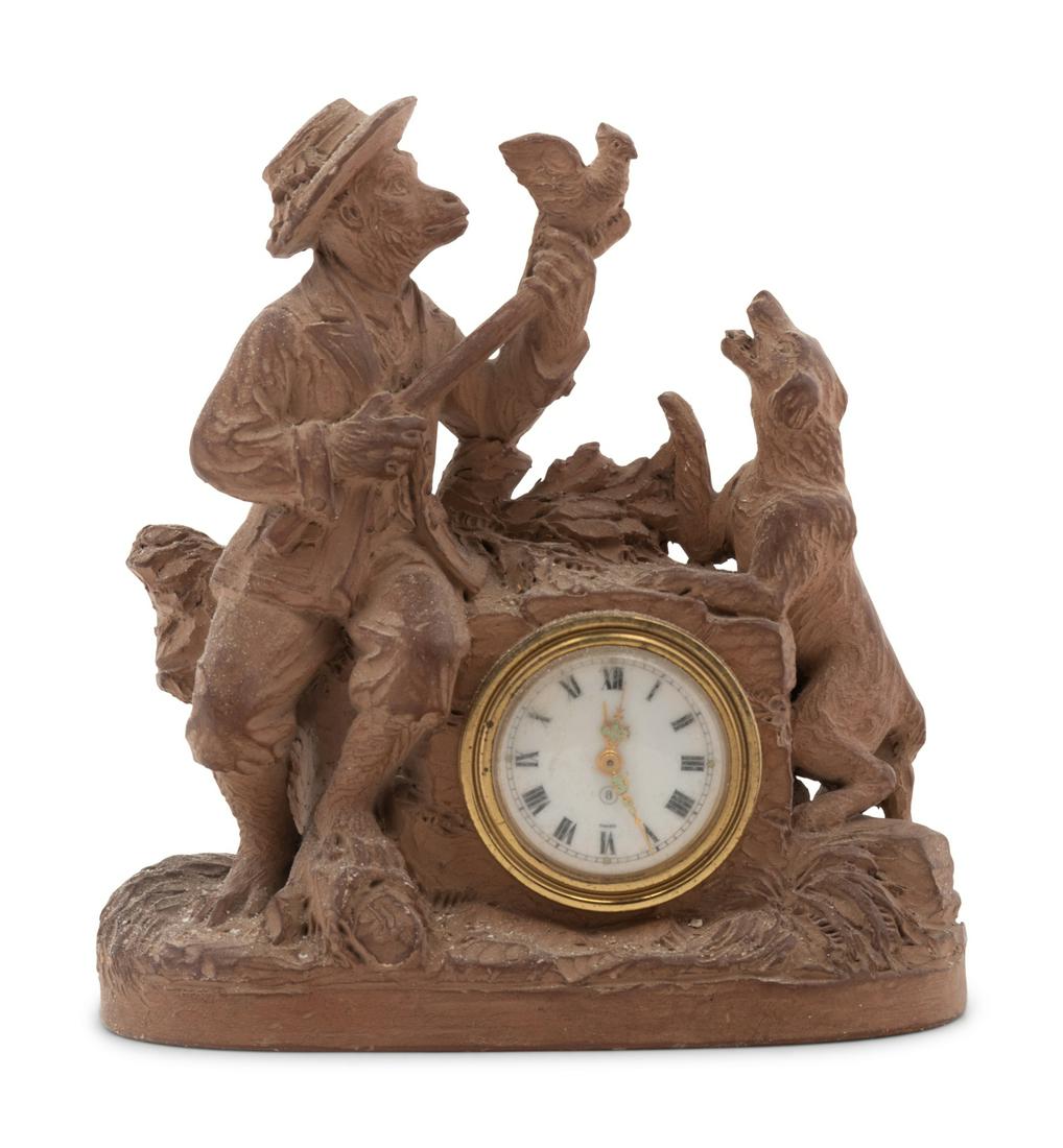 A Continental Terra Cotta Figural Clock (1 of 8)