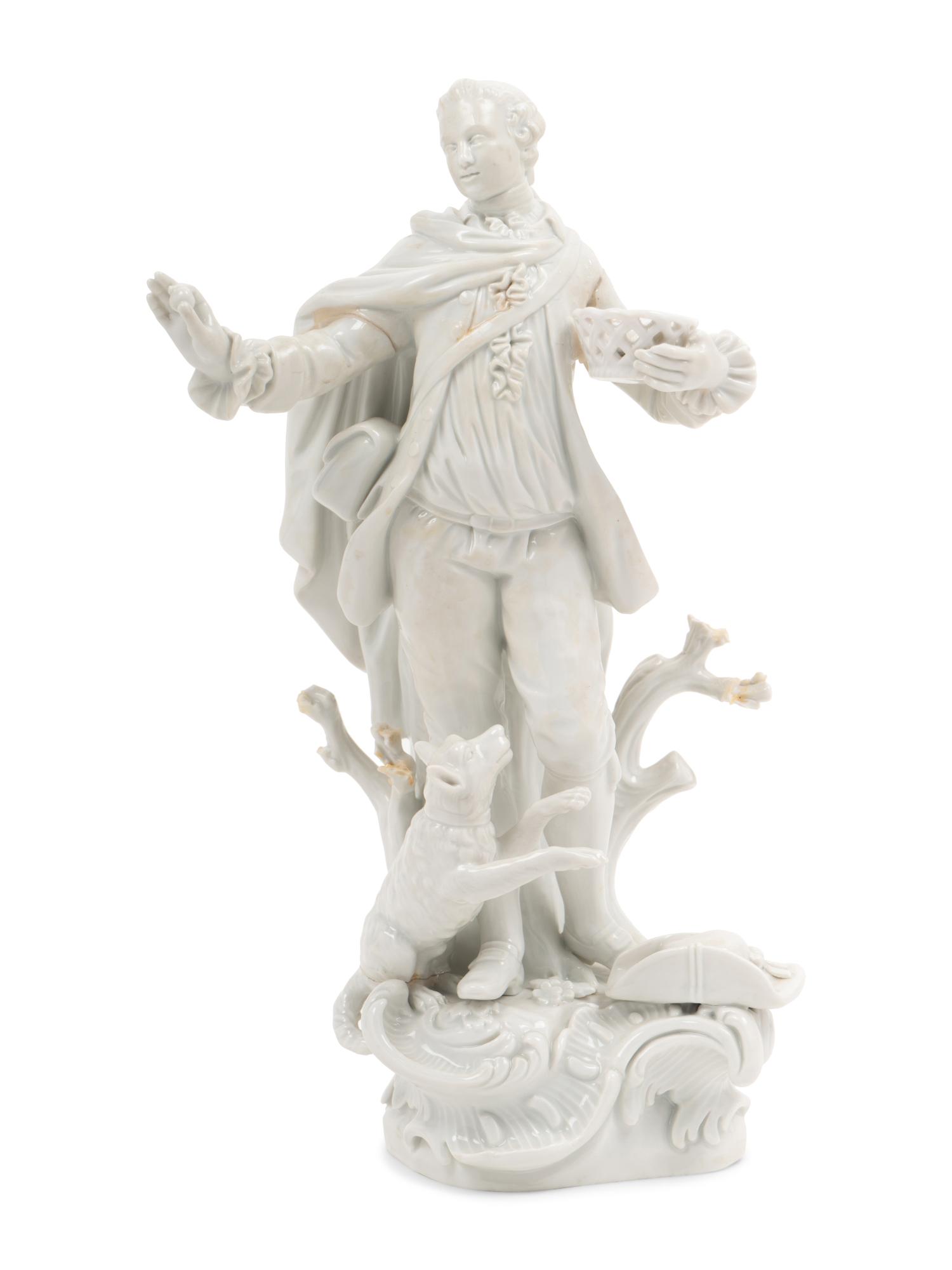 A Meissen Blanc-de-Chine Figure of a Man with a Hound (1 of 5)