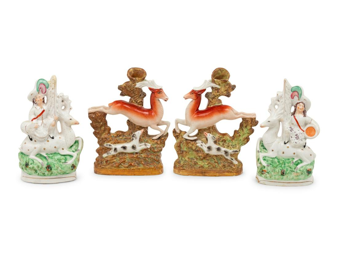 Two Pairs of Staffordshire Figural Groups (1 of 3)