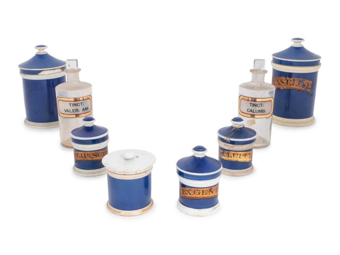 A Collection of Stoneware and Glass Apothecary Jars (1 of 3)