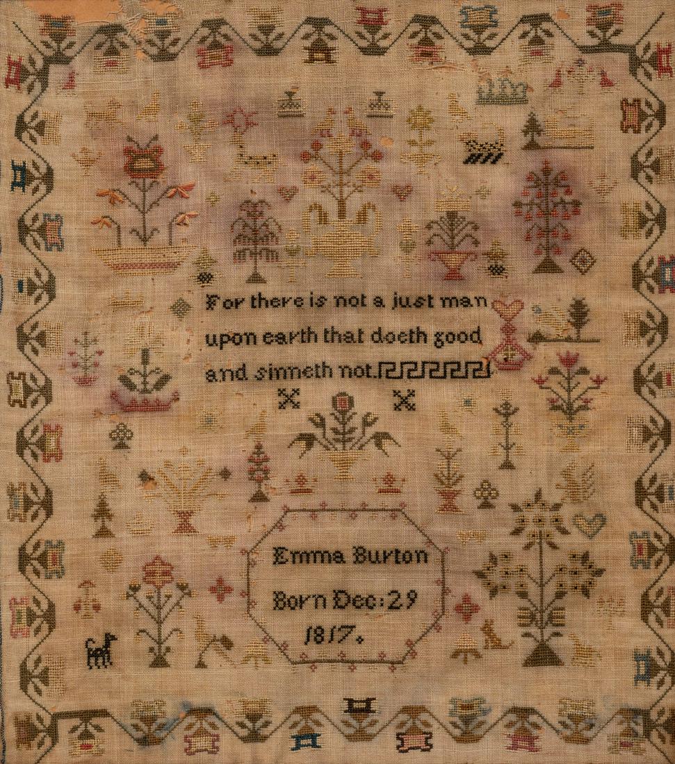 An English Needlework Embroidered Schoolgirl's Sampler (1 of 3)