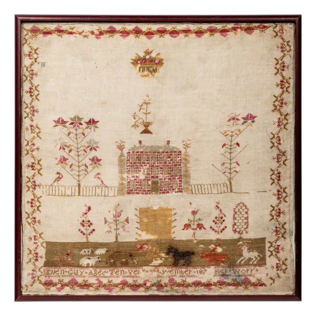 An English Needlework Embroidered Schoolgirl's Sampler (1 of 3)
