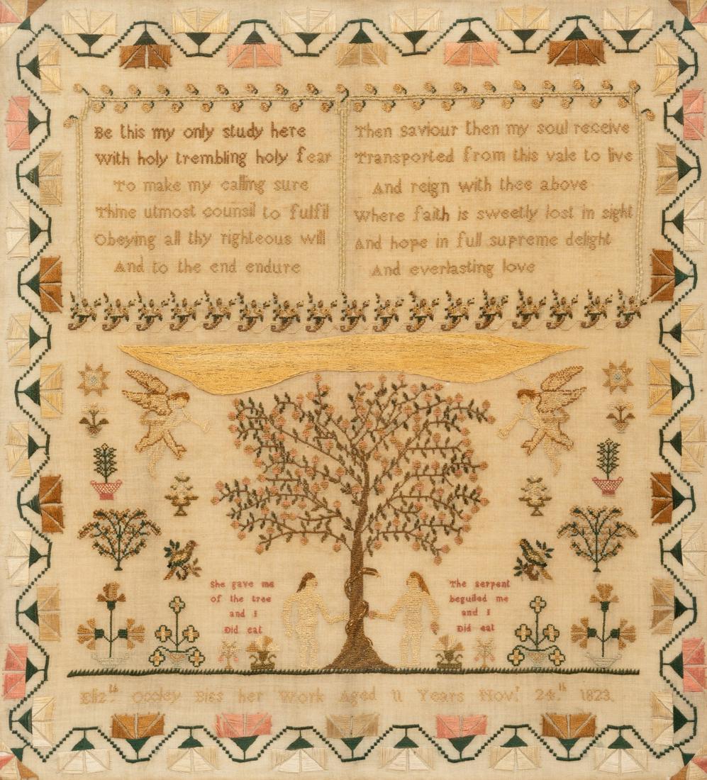 An English Needlework Embroidered Schoolgirl's Adam and (1 of 3)