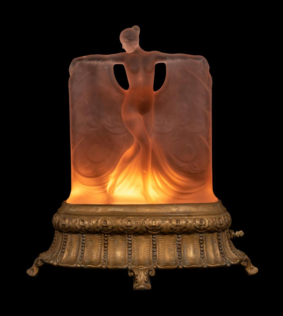 A McKee Frosted Glass Danse de Lumiere Lamp (1 of 5)