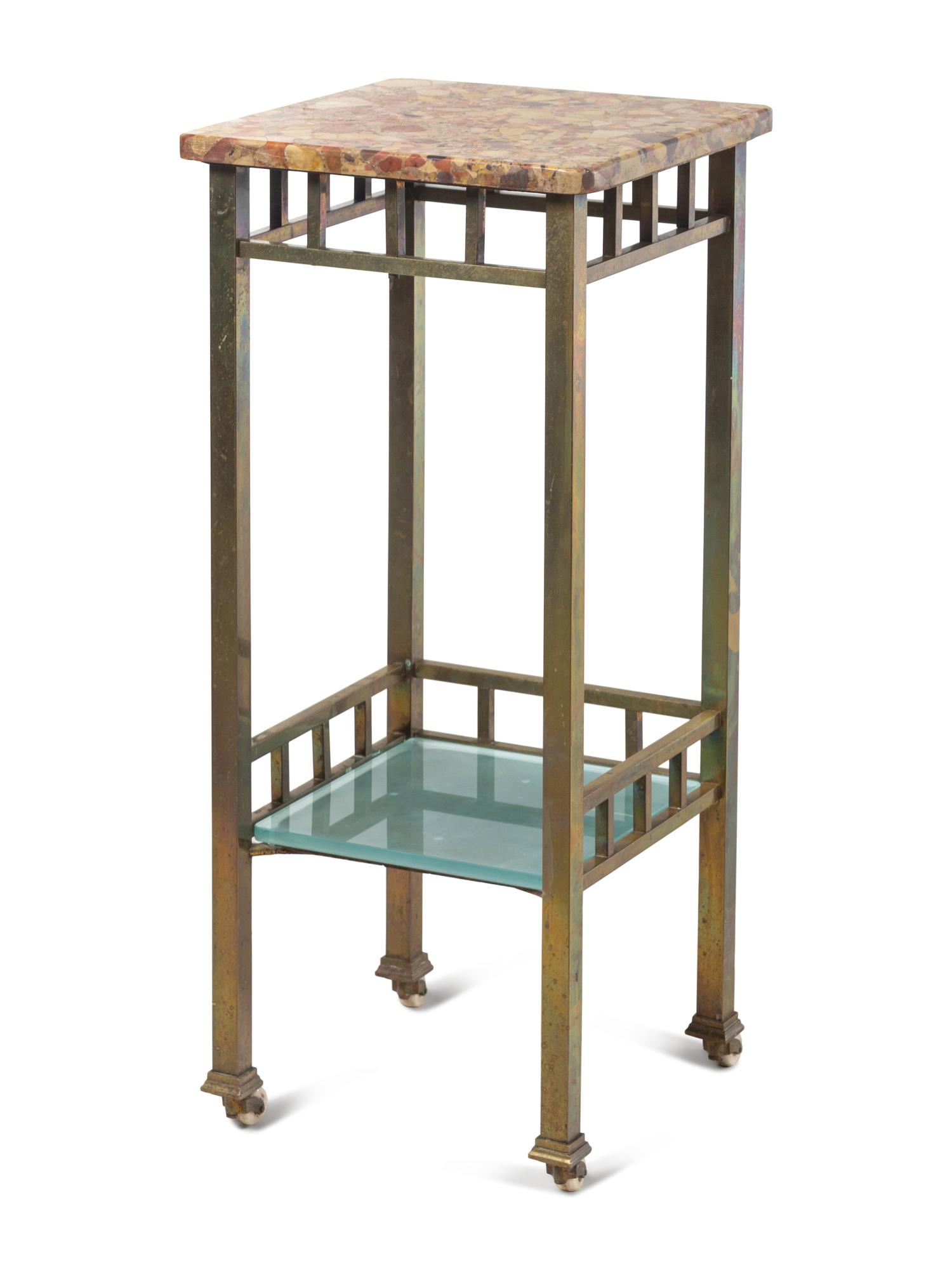 A Brass Marble-Top Pedestal (1 of 2)