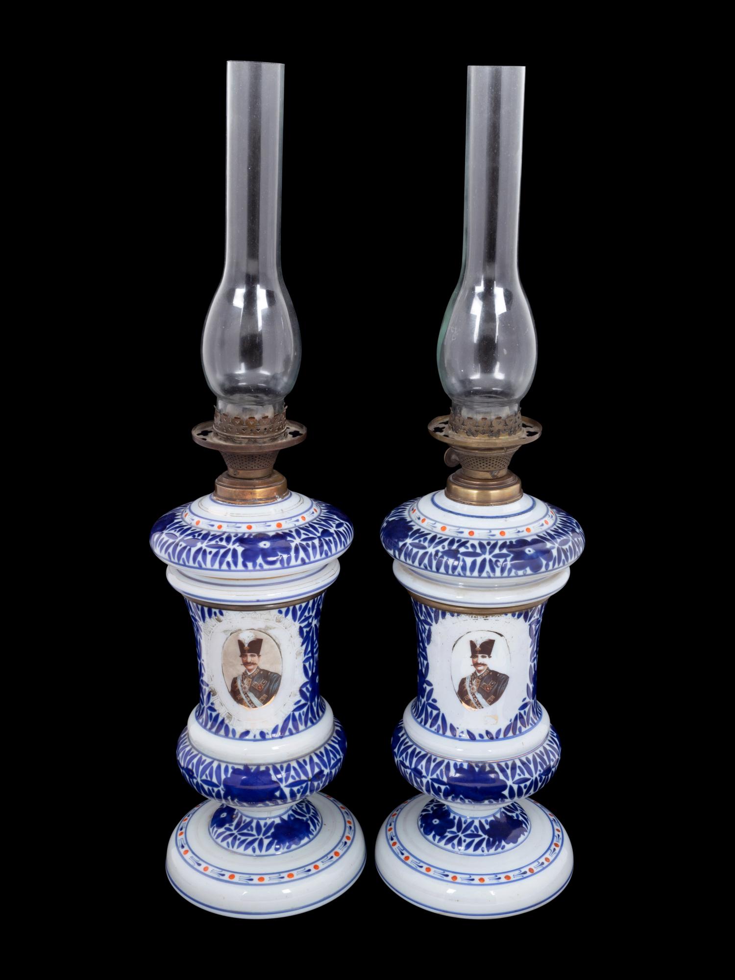 A Pair of Persian Market Opaline Glass Oil Lamps (1 of 4)