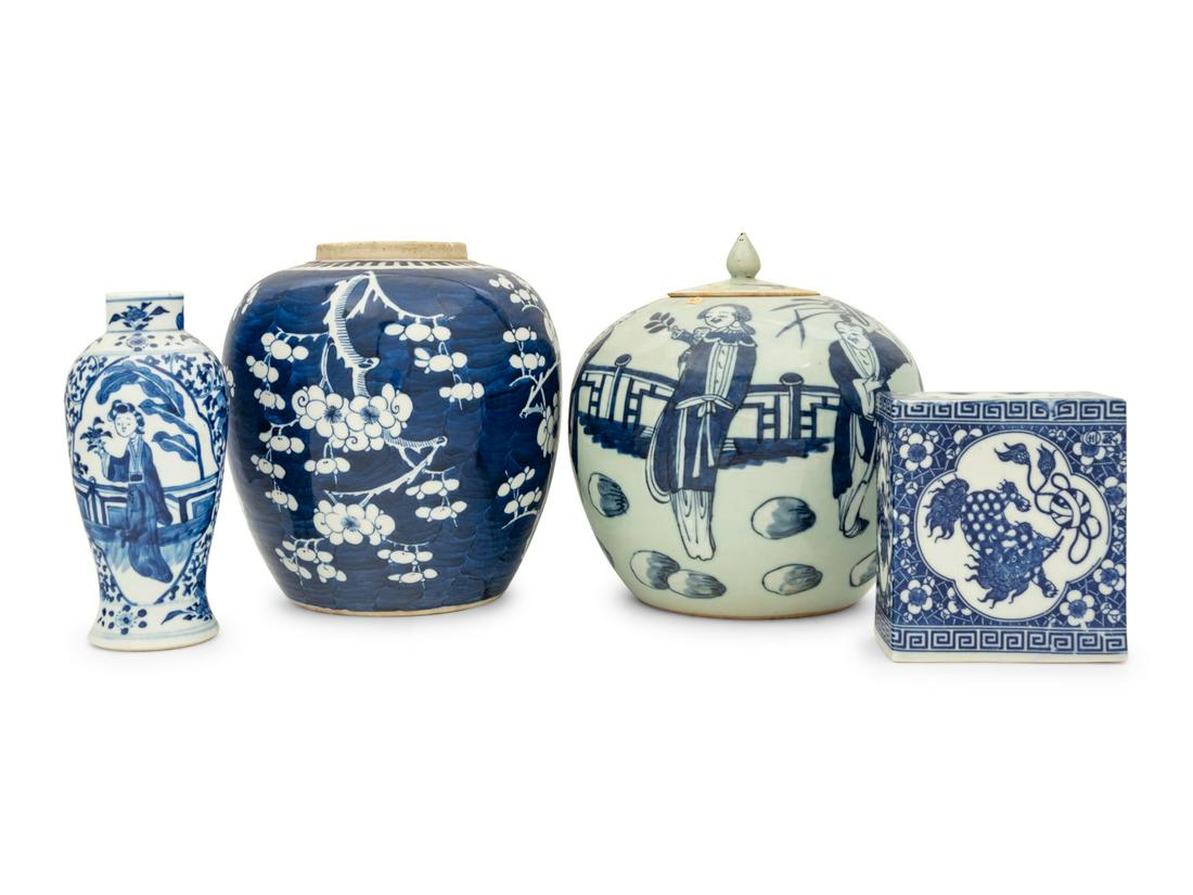 Four Chinese Blue and White Porcelain Articles (1 of 2)