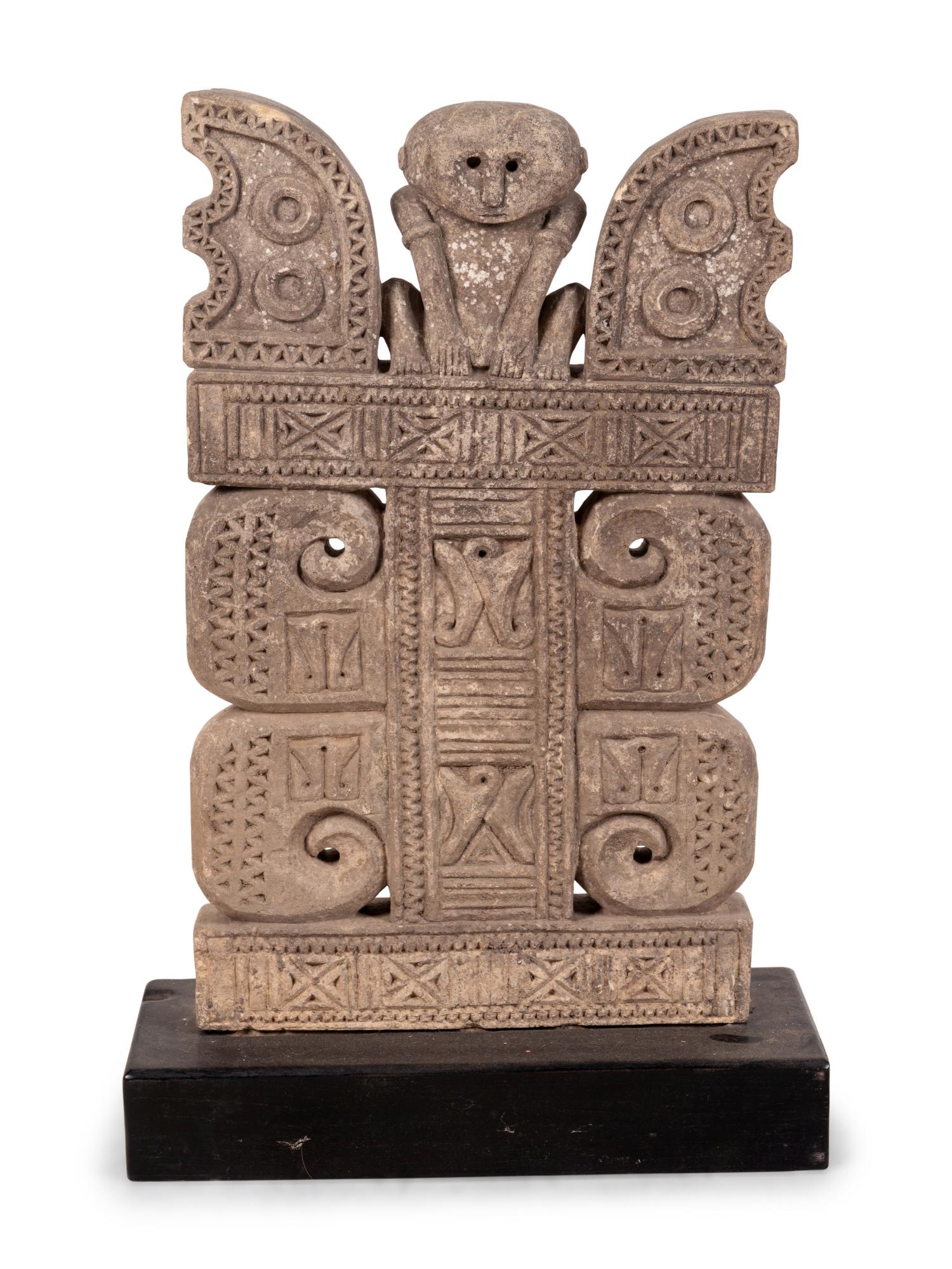 An Asian Relief Carved Stone Stele: An Asian Relief Carved Stone Stele Height 32 1/2 inches. Property from the Collection of Dr. James Dawson, Manchester, Kentucky