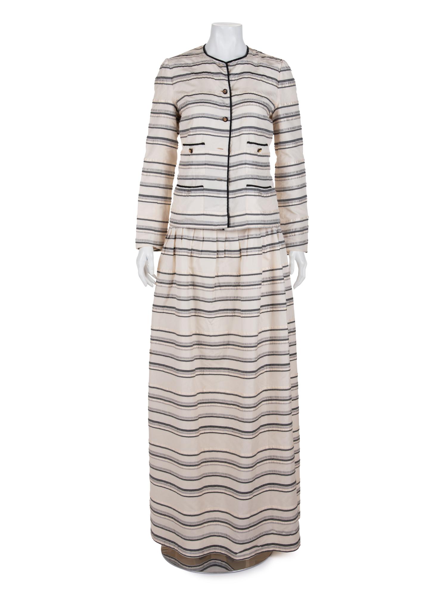 Chanel Silk Striped Skirt Ensemble, 1990s (1 of 4)
