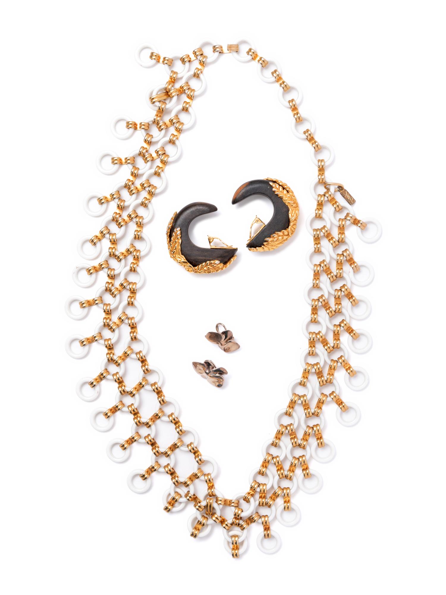 Three Jewelry Items: One Yves Saint Laurent Necklace, (1 of 5)