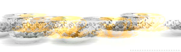 A Set of Three Meissen Porcelain Cups and Saucers,: A Set of Three Meissen Porcelain Cups and Saucers, each with gilt grape leaf decoration, together with an associated cup, each with crossed swords mark in underglaze blue. Height of cups 2 1/2 inches.