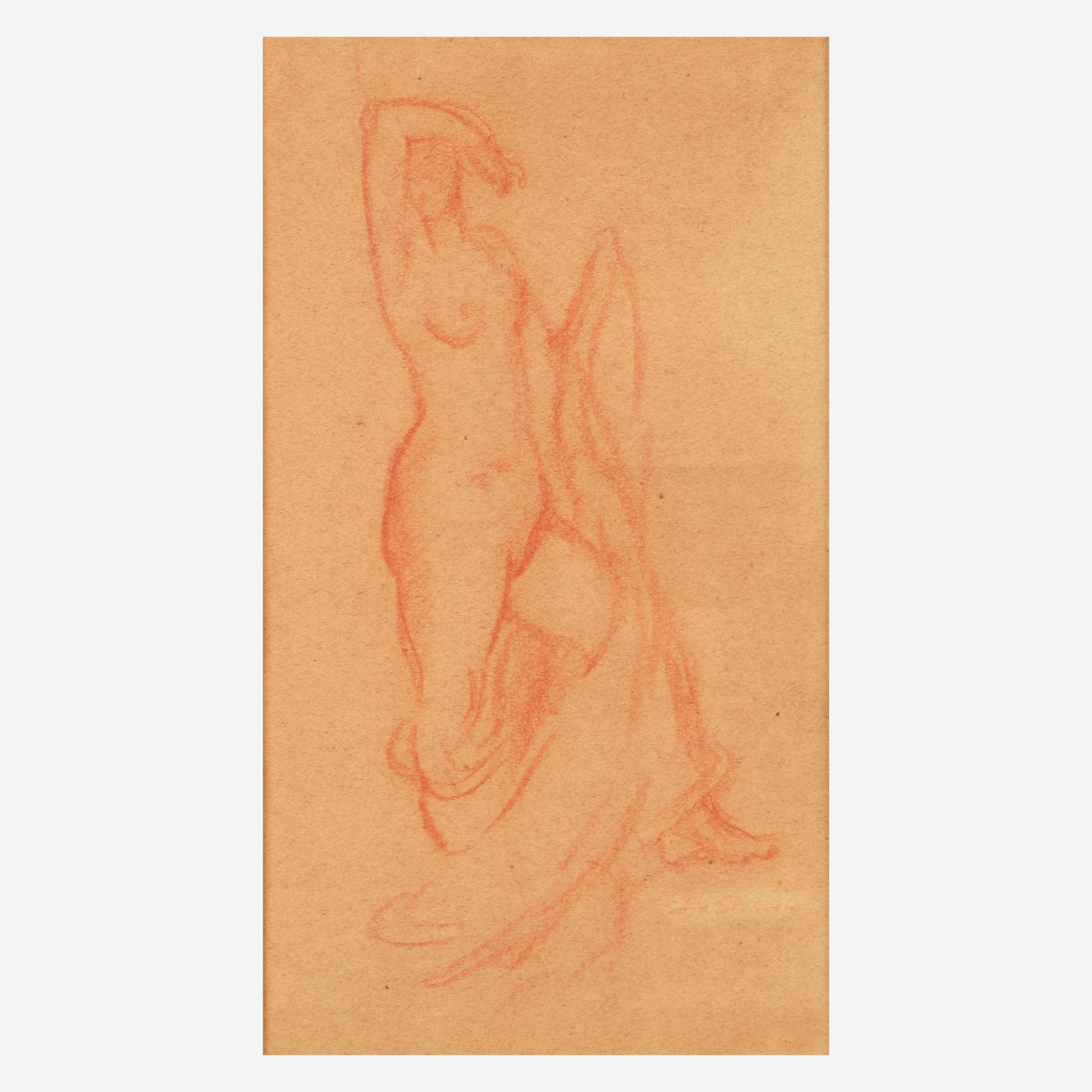 Everett Shinn (American, 1876-1953) Draped Nude: Everett Shinn (American, 1876-1953) Draped Nude Signed bottom right, sanguine on paper Sheet size: 14 x 8 3/4 in. (35.6 x 22.2cm) Provenance Graham Gallery, New York, New York.Private Collection