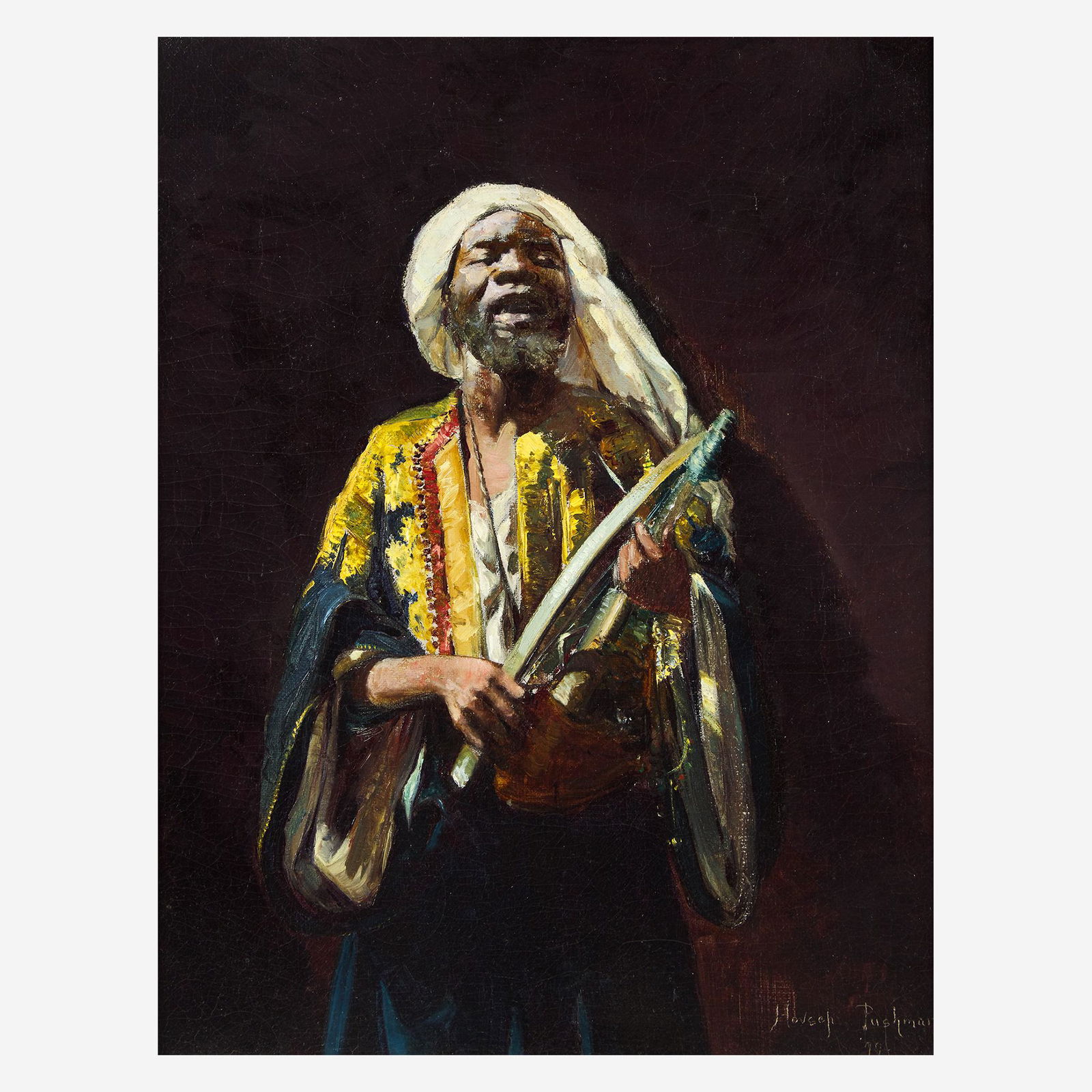 After Hovsep Pushman (American, 1877-1966): After Hovsep Pushman (American, 1877-1966) The Moor Musician Signed and dated '99' bottom right, oil on canvas (13 x 10 in. (33 x 25.4cm)) Provenance Private Collection, California.