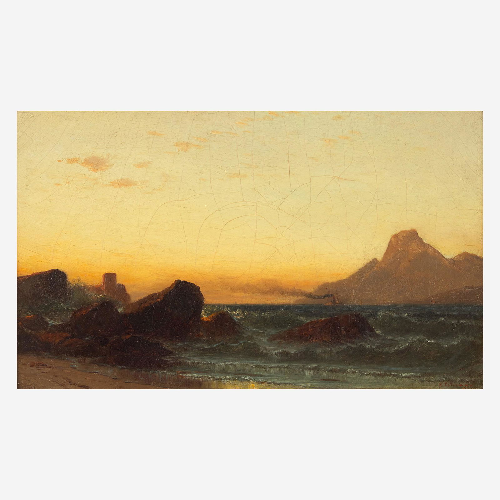 Samuel Colman (American, 1832-1920) Capri at Sunset: Samuel Colman (American, 1832-1920) Capri at Sunset Signed bottom right, oil on canvasExecuted between 1871-1875. (9 1/8 x 15 3/8 in. (23.2 x 39.1cm)) Provenance Private Collection, New Yor