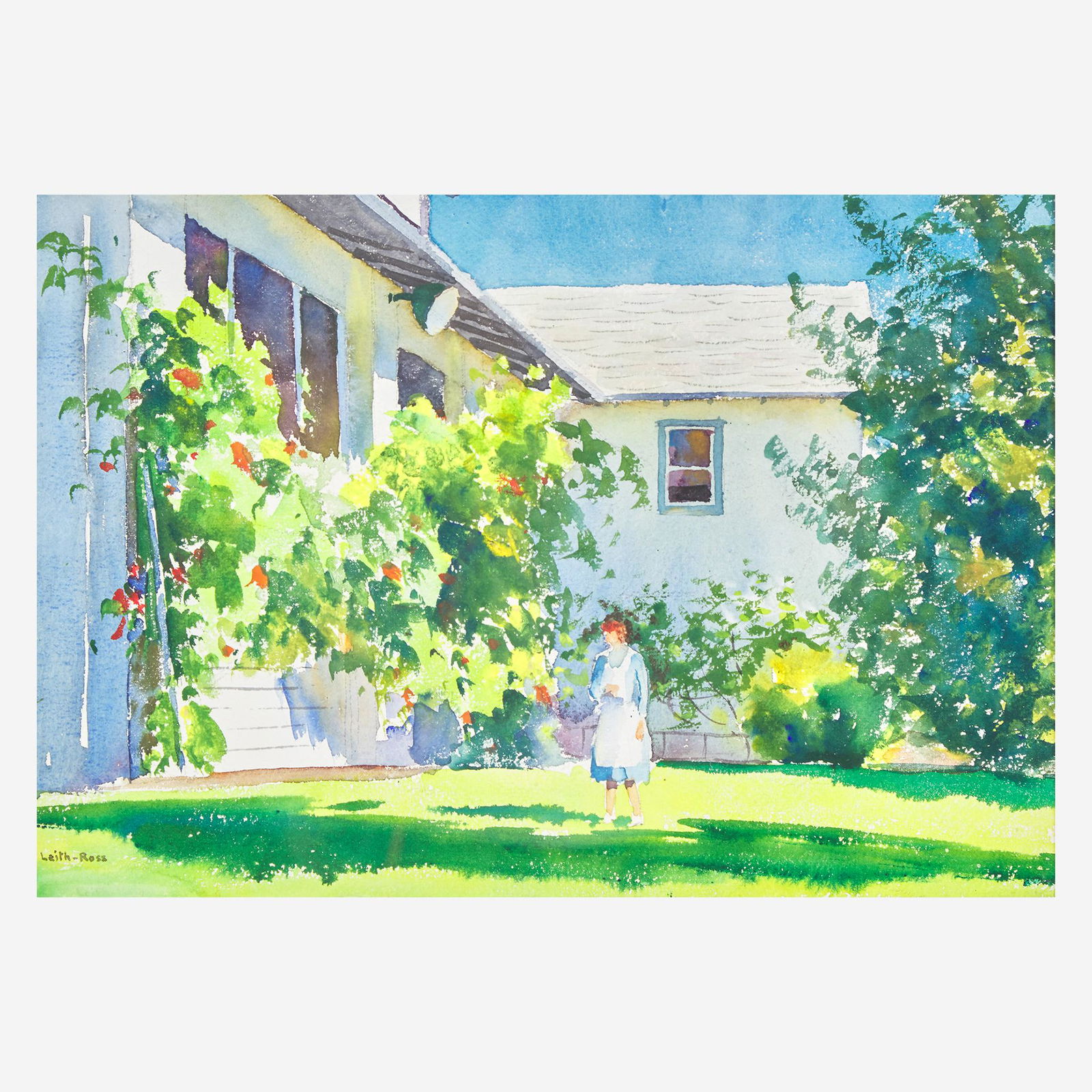 Harry Leith-Ross (American, 1886-1973) Regina Picking: Harry Leith-Ross (American, 1886-1973) Regina Picking Flowers Signed bottom left, watercolor on paperSight size: 9 1/2 x 13 3/4 in. (24.1 x 34.9) Provenance Savageau Gallery, Denver, Colo