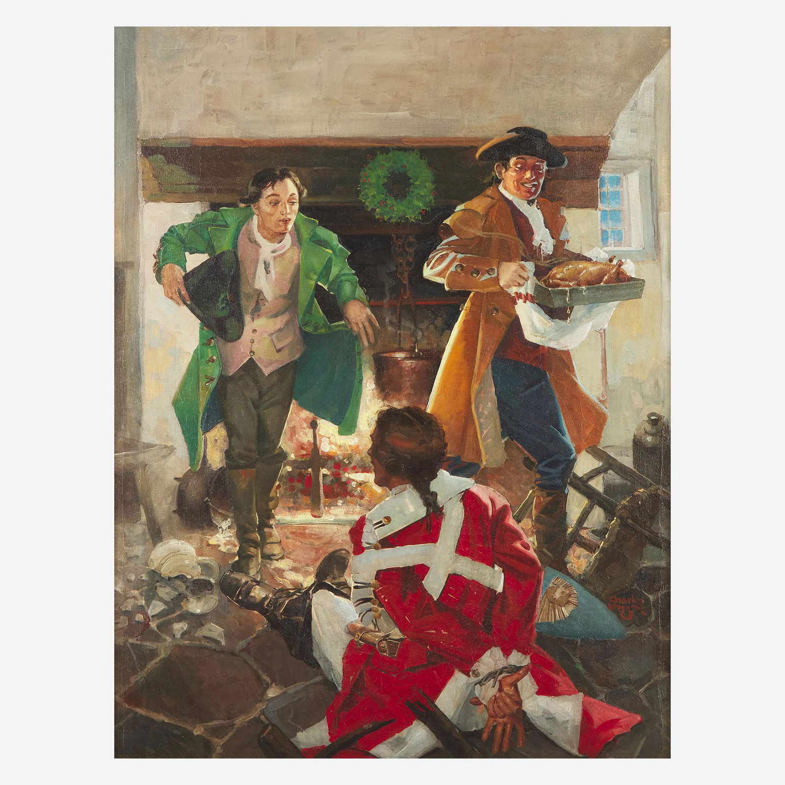 Charles Hargens (American, 1893-1997) Serving the: Charles Hargens (American, 1893-1997) Serving the Turkey (Christmas) Signed bottom right, oil on canvas (34 x 26 in. (86.4 x 66cm)) Provenance Bianco Gallery, Buckingham, Pennsylvania.Acqui