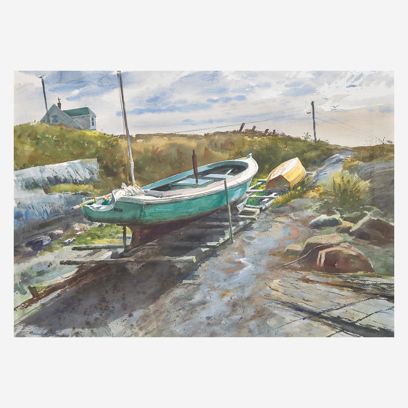 Ranulph Bye (American, 1916-2003) Out For Repairs: Ranulph Bye (American, 1916-2003) Out For Repairs Signed and dated '84' bottom left, watercolor on paperSight size: 23 1/4 x 33 1/4 in. (59 x 84.5cm) Provenance Private Collection, Pennsy