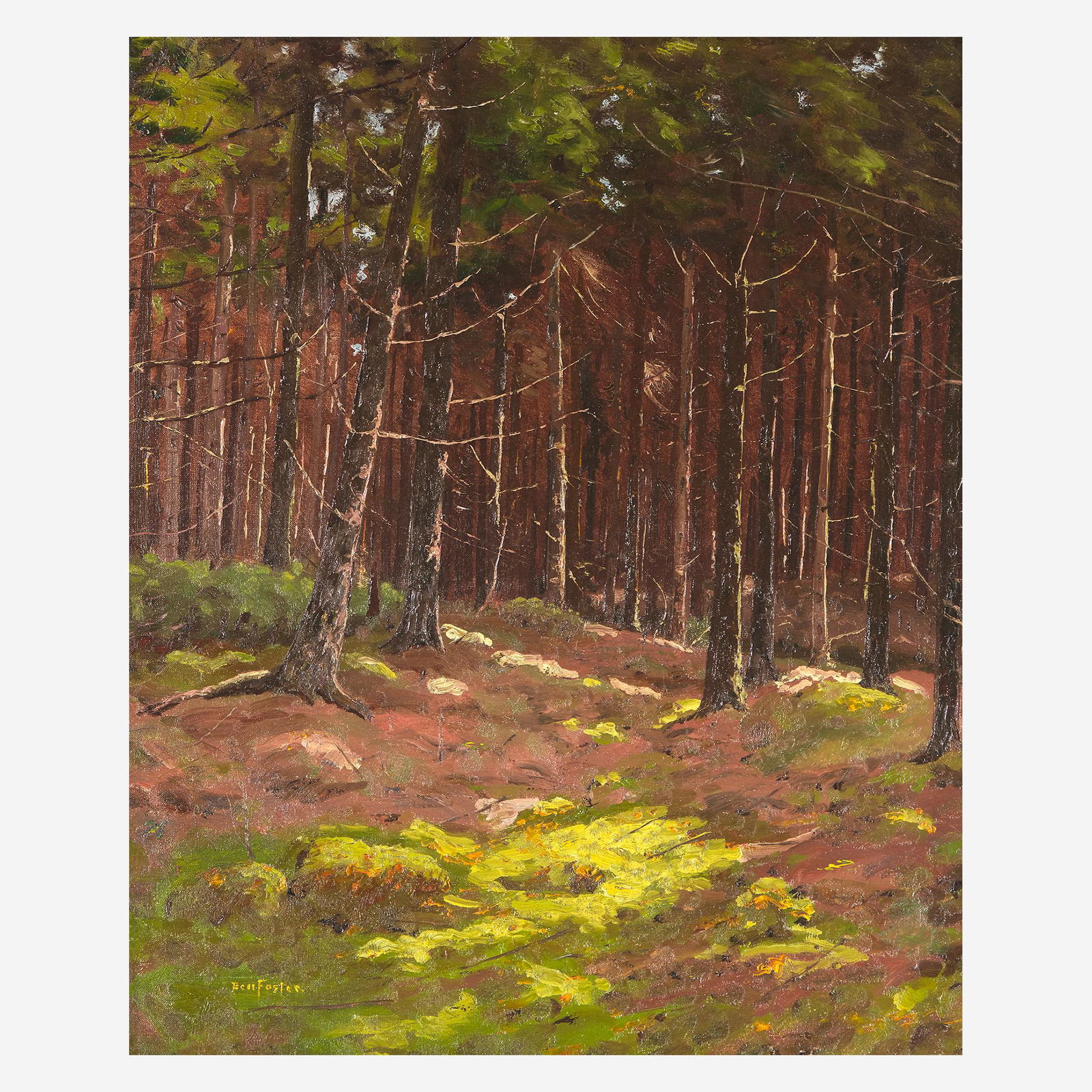 Ben Foster (American, 1852-1926) Forest Path: Ben Foster (American, 1852-1926) Forest Path Signed bottom left, oil on canvas (30 x 25 in. (76.2 x 63.5cm)) Provenance Private Collection, Pennsylvania. Condition report: Frame