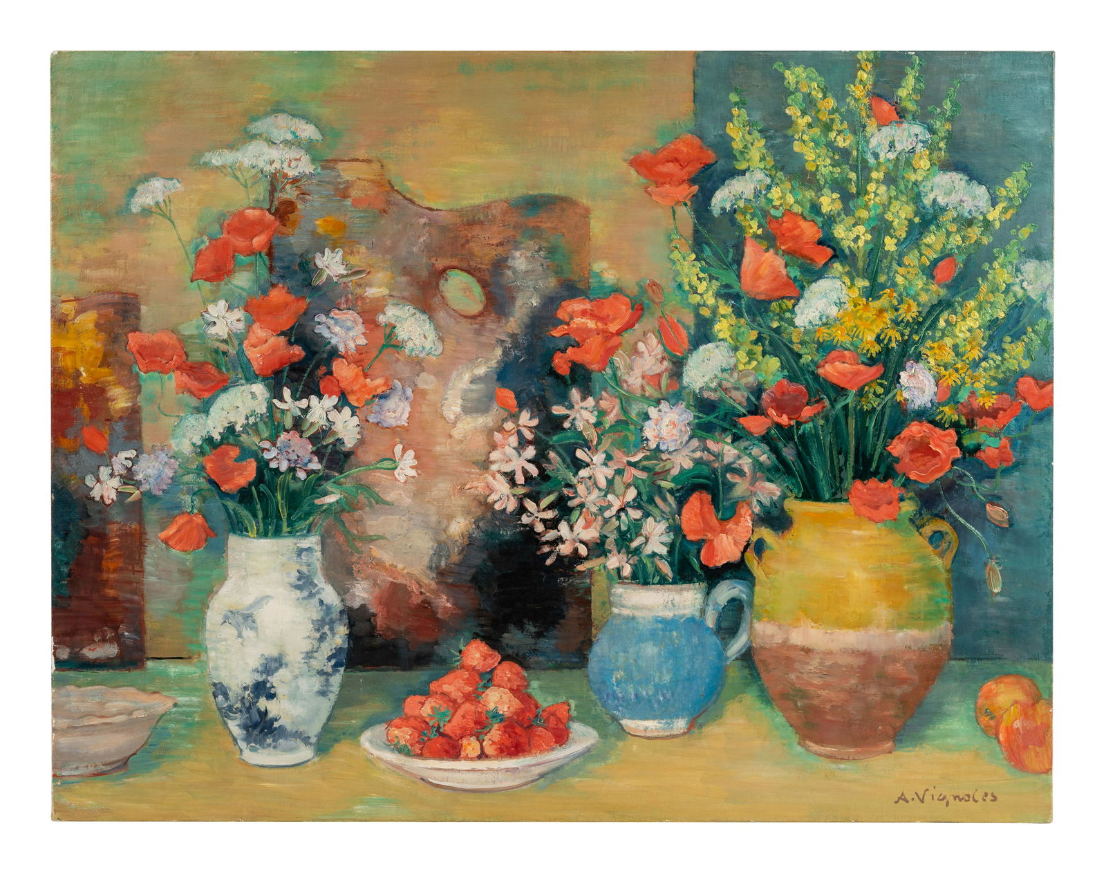 Andre Vignoles (French, 1920-2017) Bouquets aux deux (1 of 5)