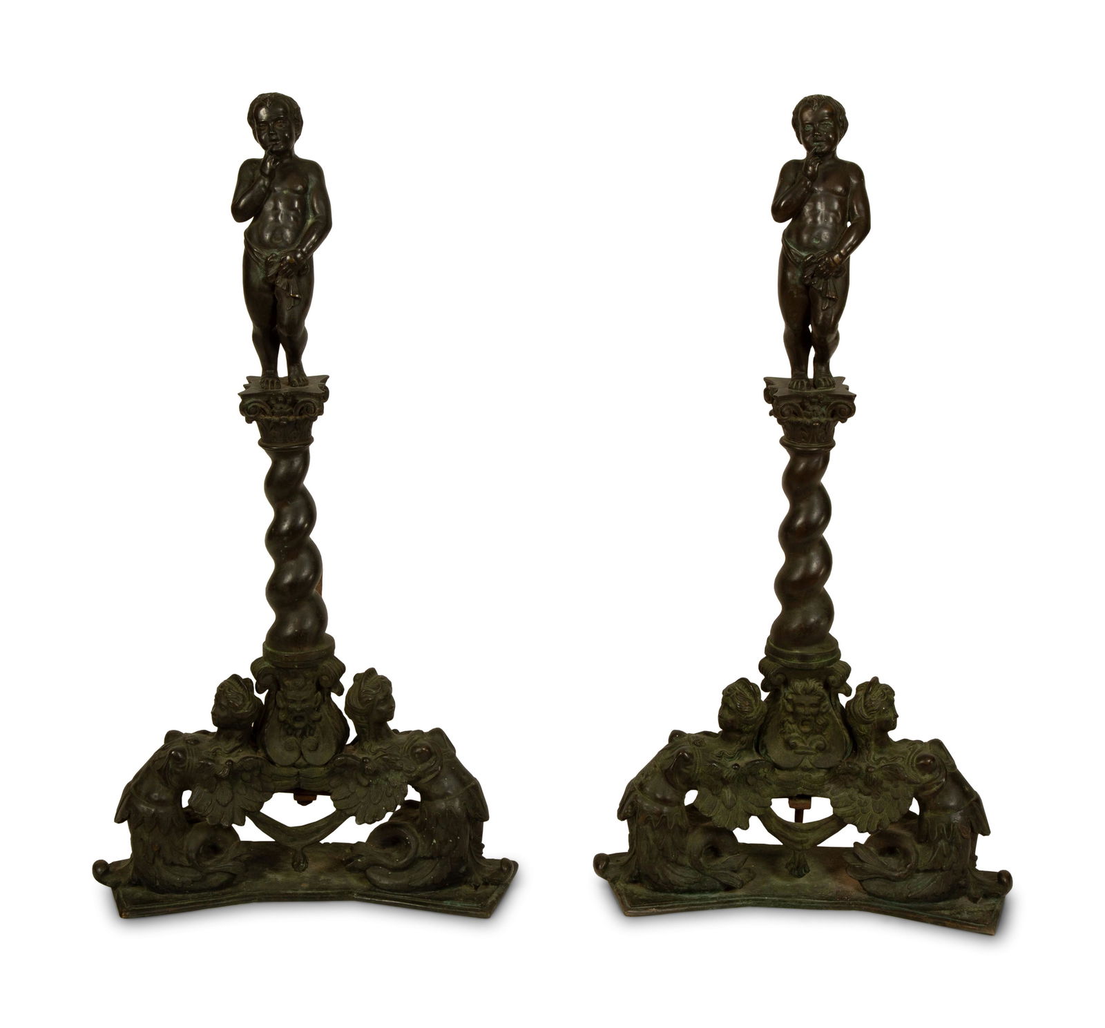 A Pair of Continental Baroque Style Bronze Figural (1 of 4)