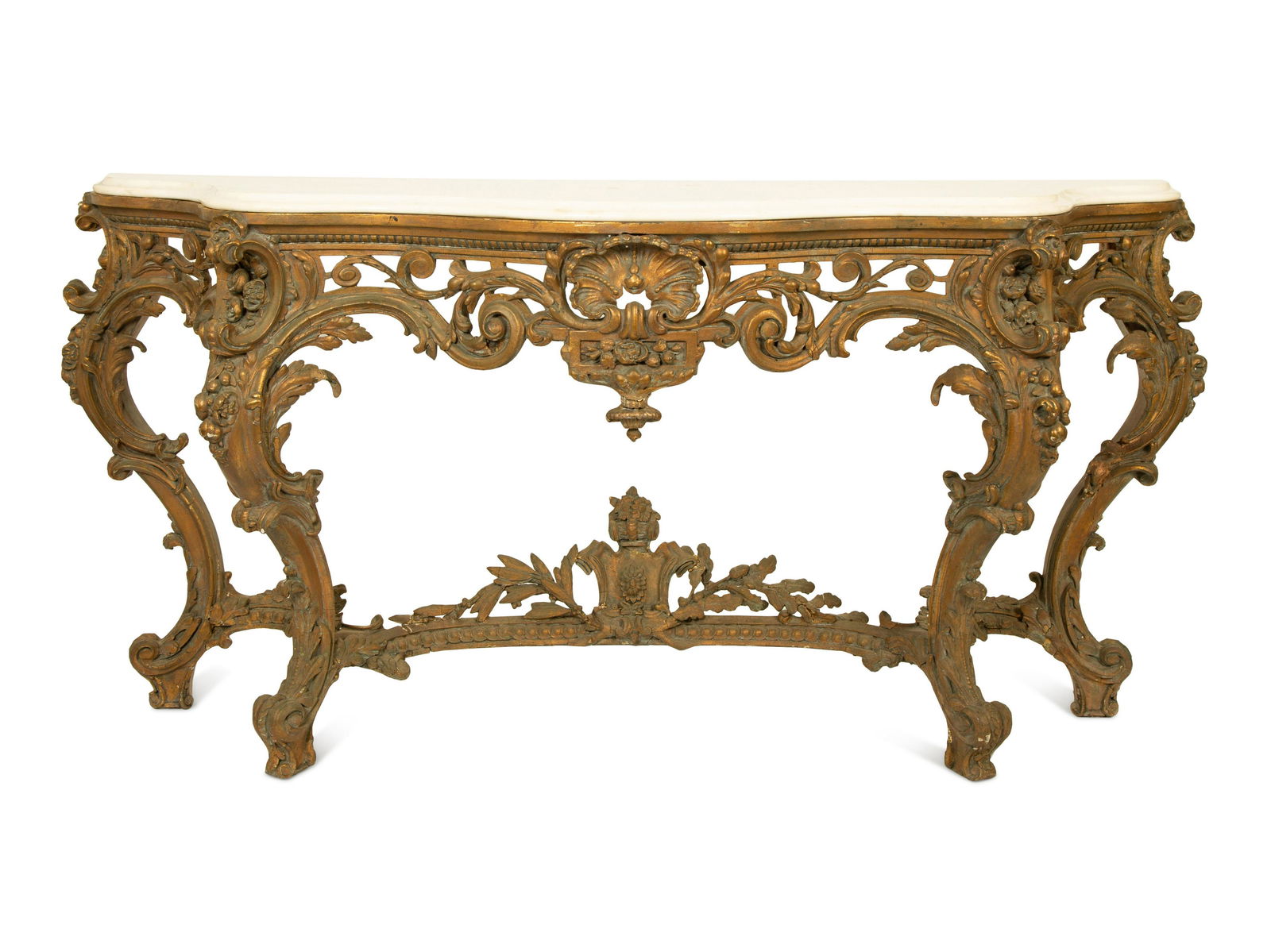 A Louis XV Carved Gilt Wood Serpentine Marble Top (1 of 4)