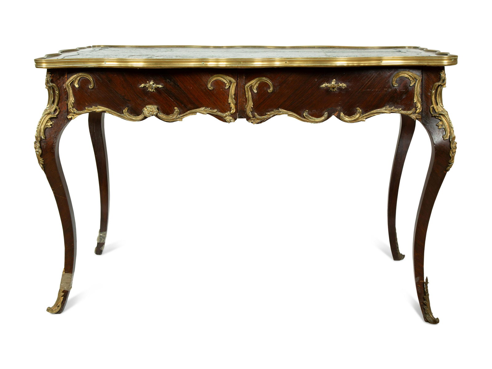 A Louis XV Style Gilt Bronze Mounted and Leather Inset (1 of 2)