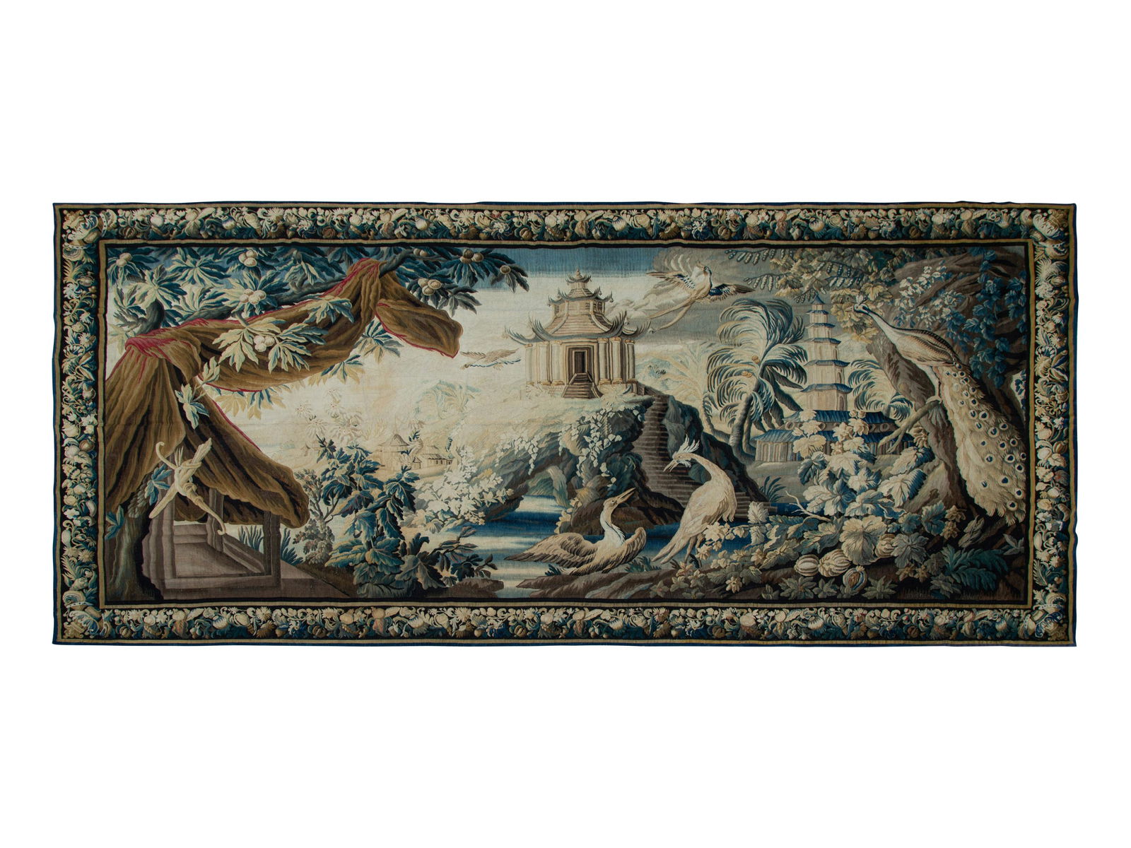 A Continental Wool Tapestry Depicting Exotic Birds in a (1 of 1)