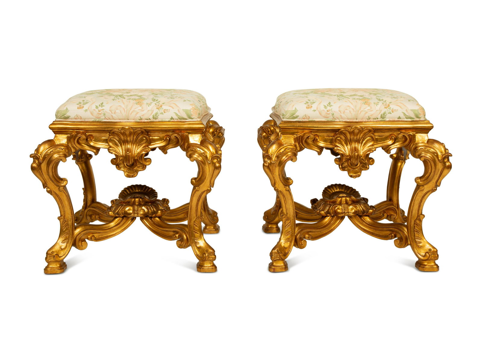 A Pair of Louis XVI Style Gilt Gessoed Taborets Height (1 of 4)