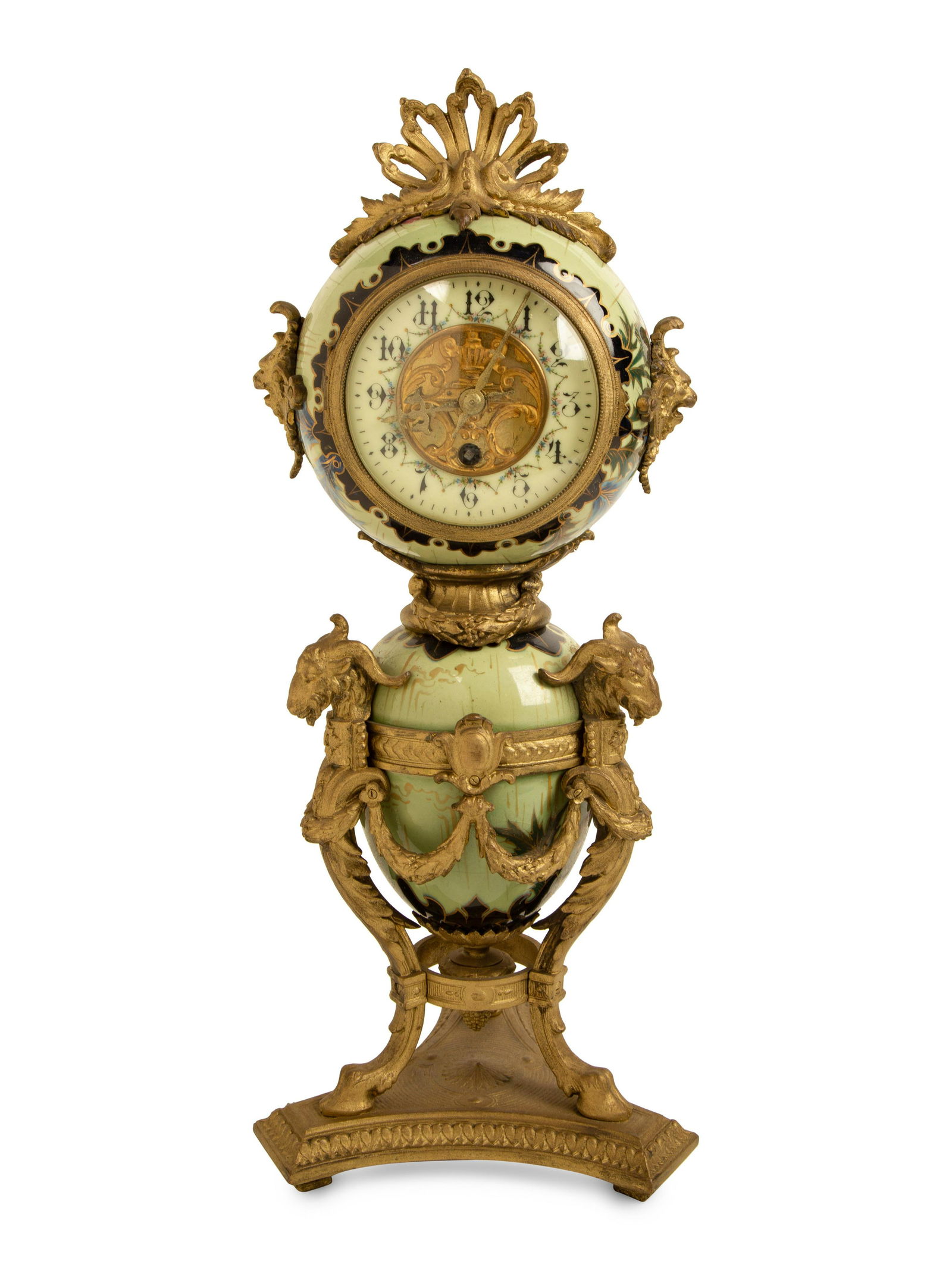 A French Gilt Bronze and Glazed Pottery Clock Height 19 (1 of 4)