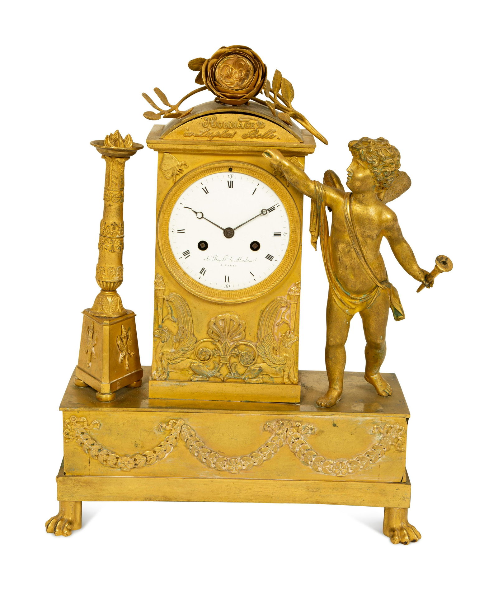 A French Empire Gilt Bronze Mantle Clock Homage a La (1 of 5)