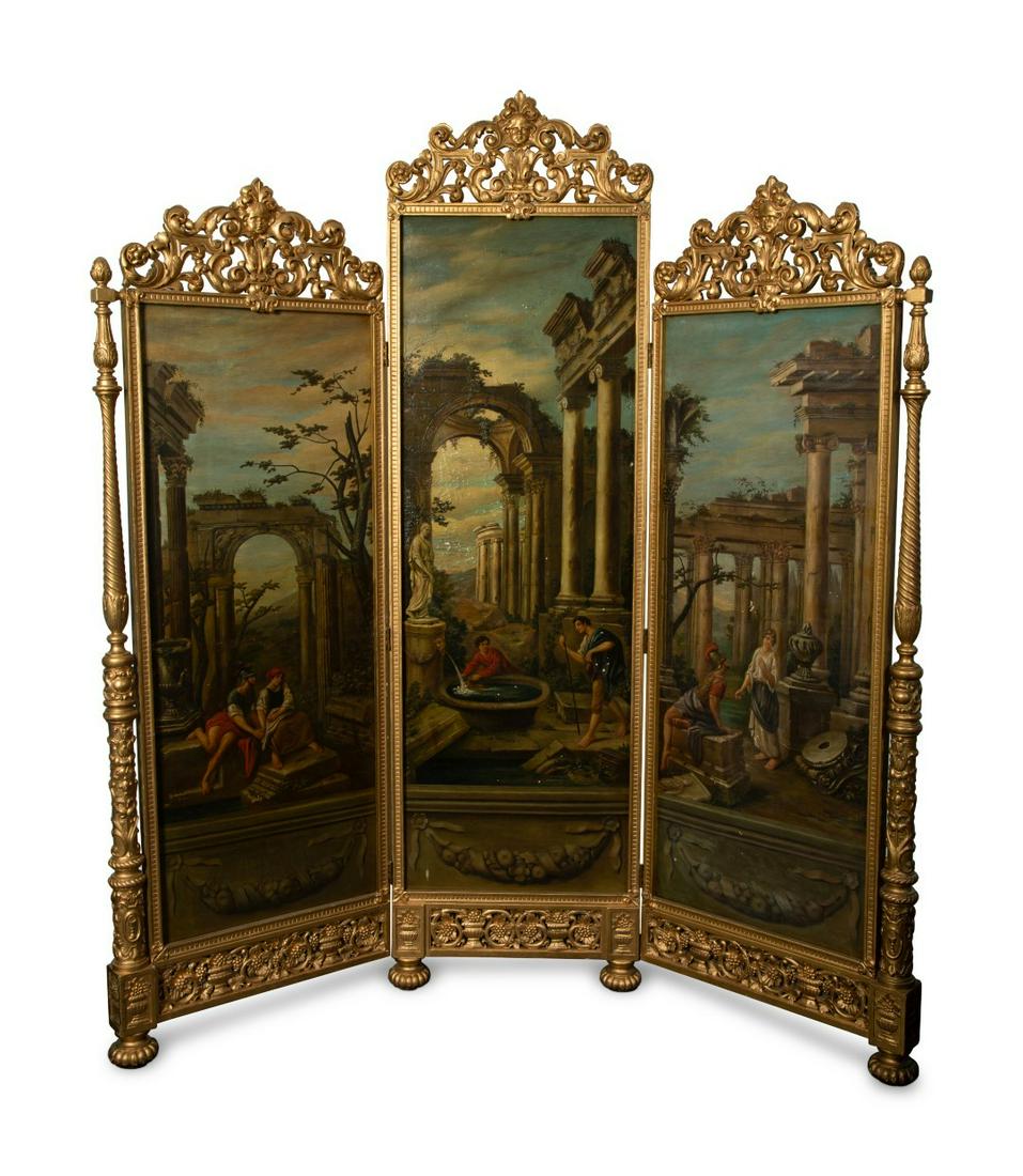 A Continental Three-Panel Painted Canvas Floor (1 of 1)