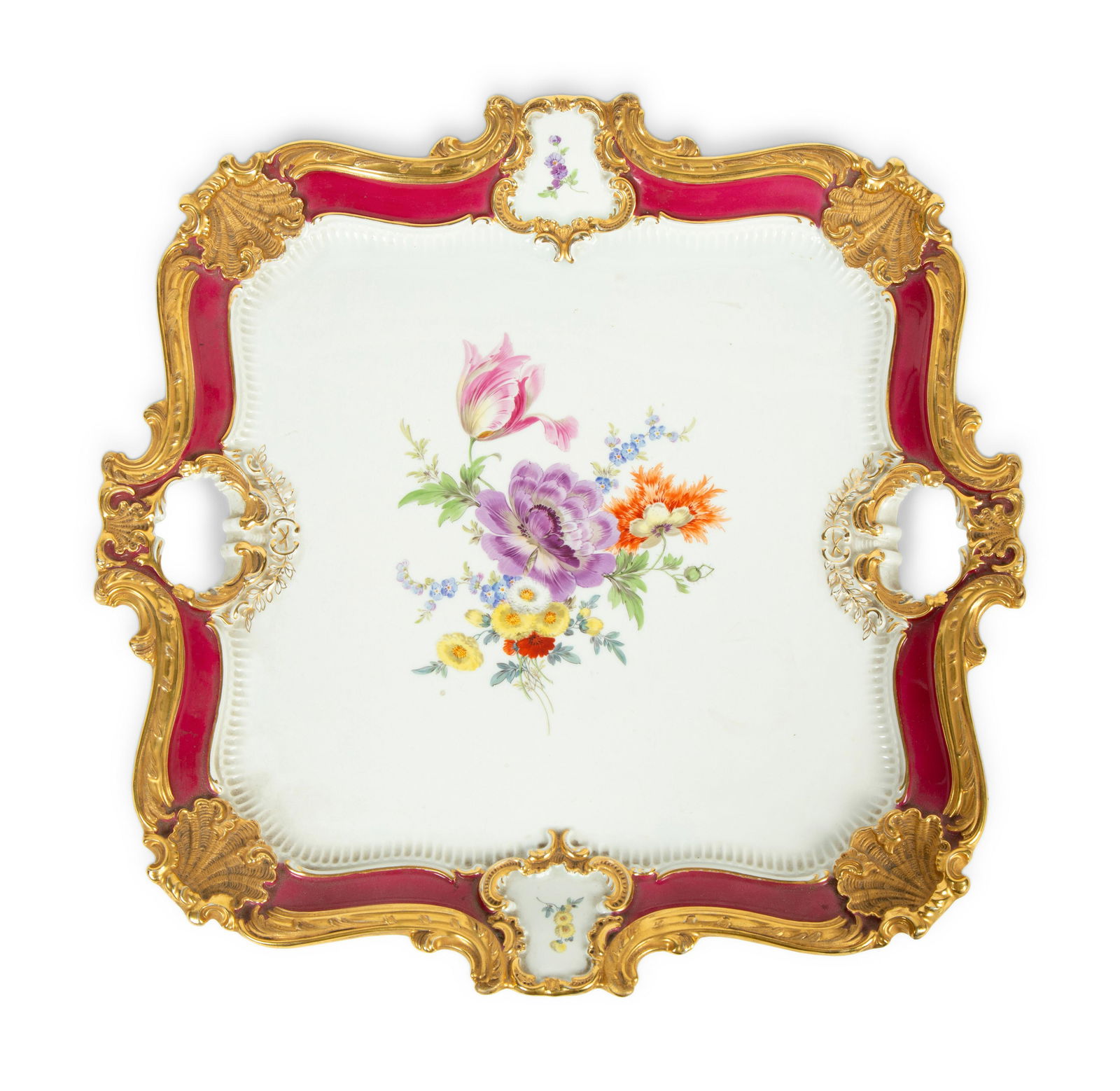 A Pair of Meissen Porcelain Trays Diameter 16 inches. (1 of 3)