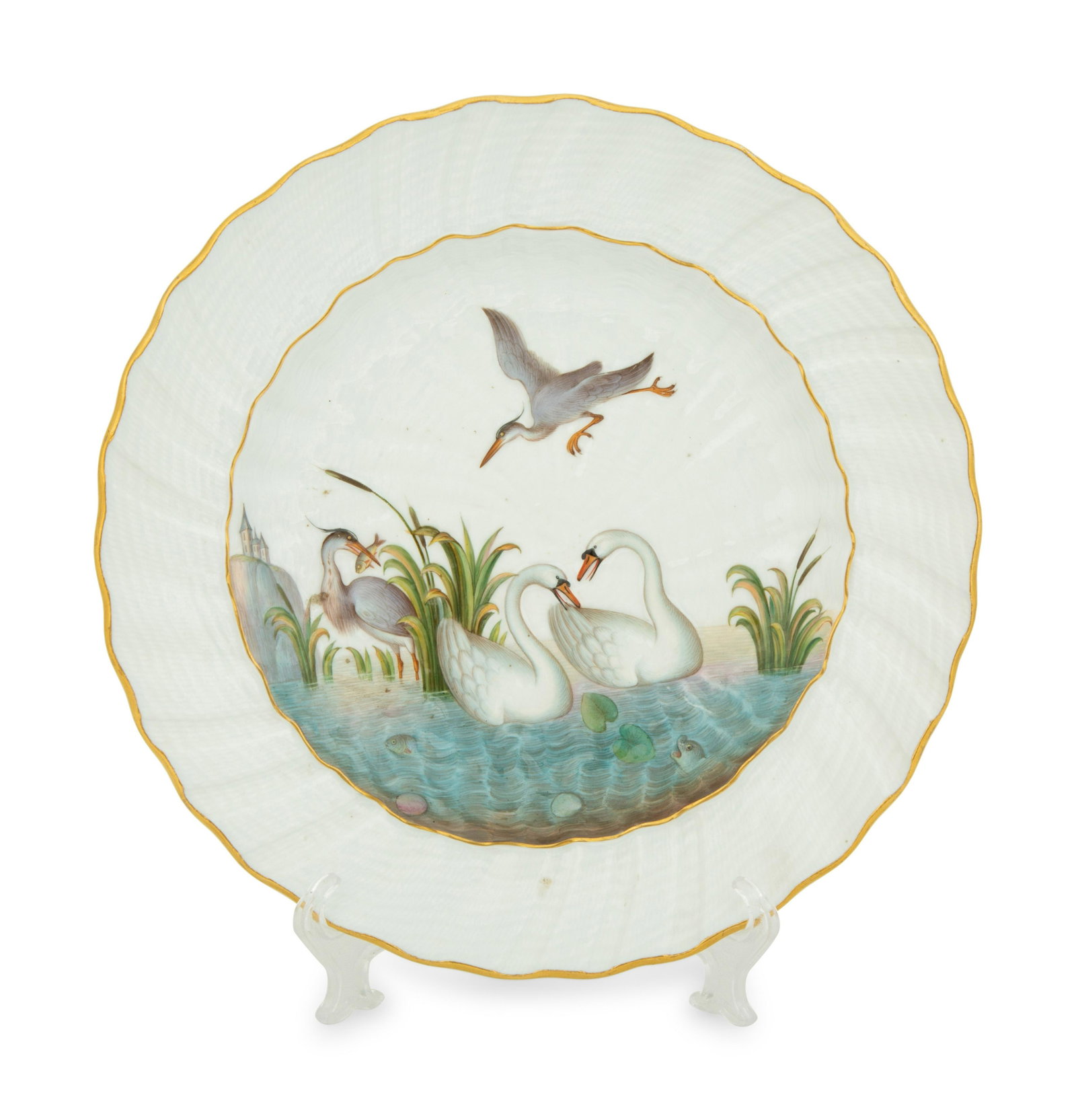 A Meissen Porcelain "Swan Service" Plate Diameter 9 1/4: A Meissen Porcelain "Swan Service" Plate 19TH/20TH CENTURY Diameter 9 1/4 inches.