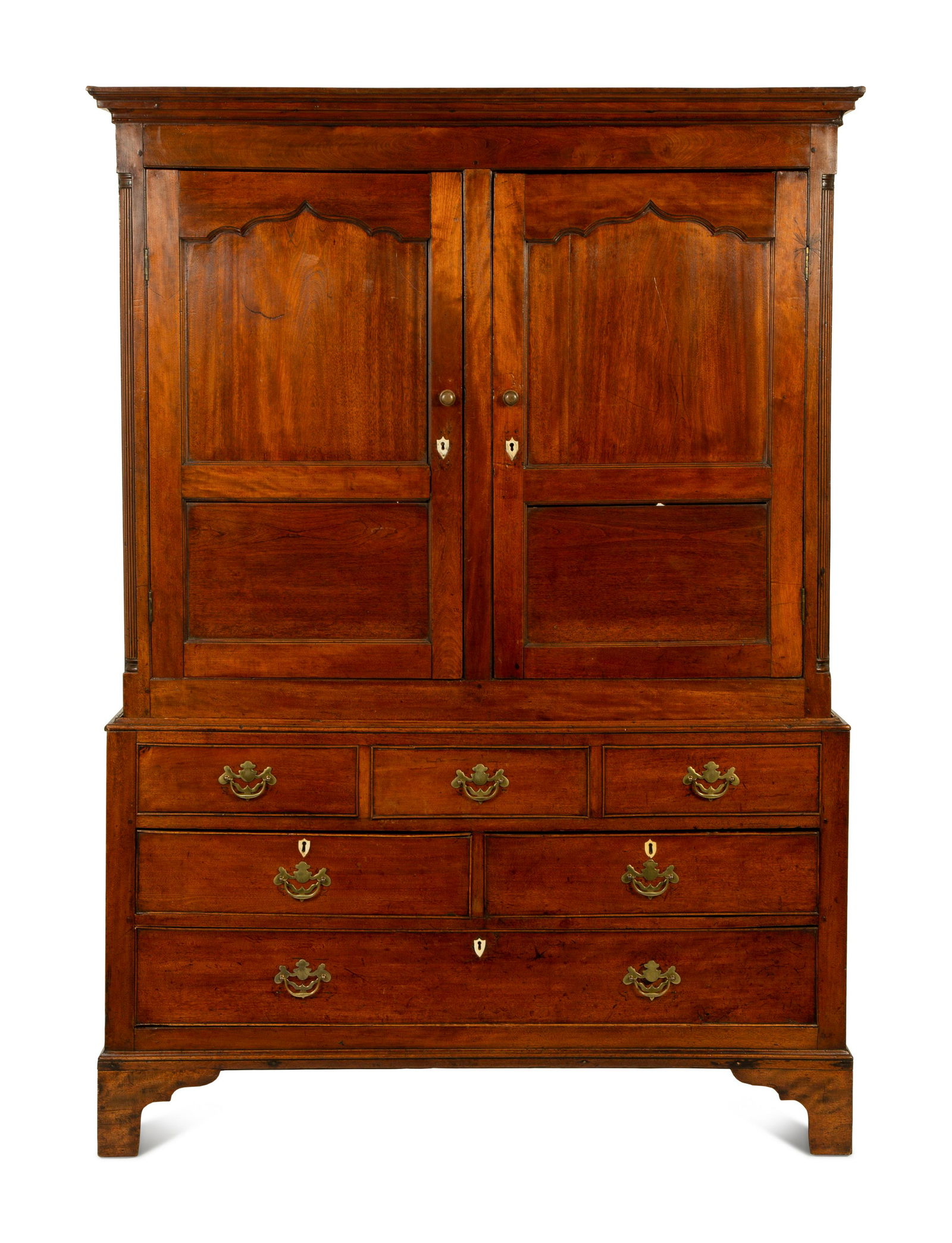 A George II Mahogany Linen Press Height 74 1/2 x width (1 of 4)