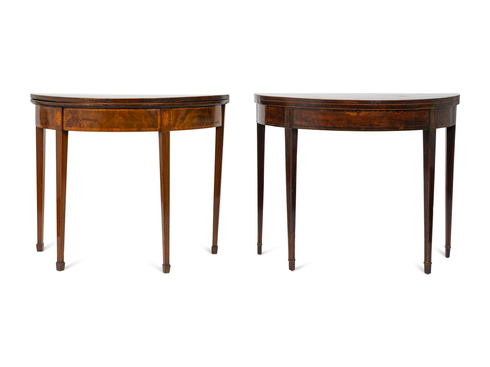 Two George III  Mahogany Demi-lune Flip-Top Games (1 of 5)